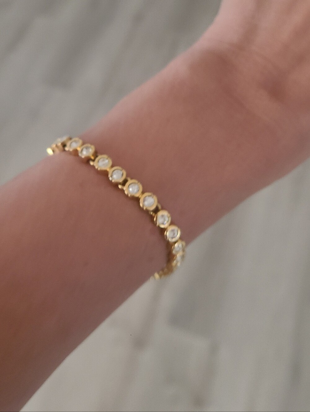 Swarovski Rhodium Plated Gold Toned Tennis Bracelet- Good Condition